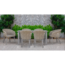 Simple design Poly Rattan Wicker 6 Chairs Dining Set For Outdoor Garden Patio Wicker Furniture